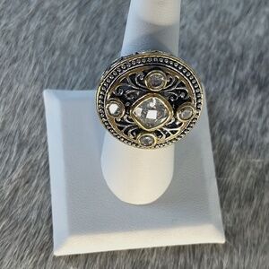 COCKTAIL  RING GOLD SILVER COLOR METALS  CRYSTALS